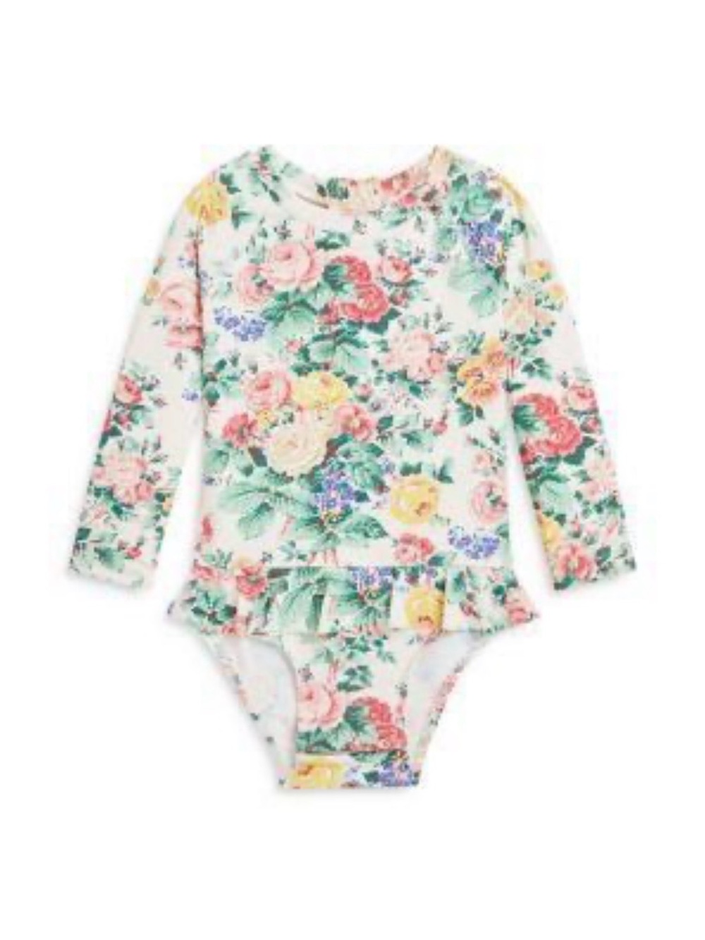 Polo by Ralph Lauren Floral Ruffle One-Piece in Cream, Pink, Yellow, Green